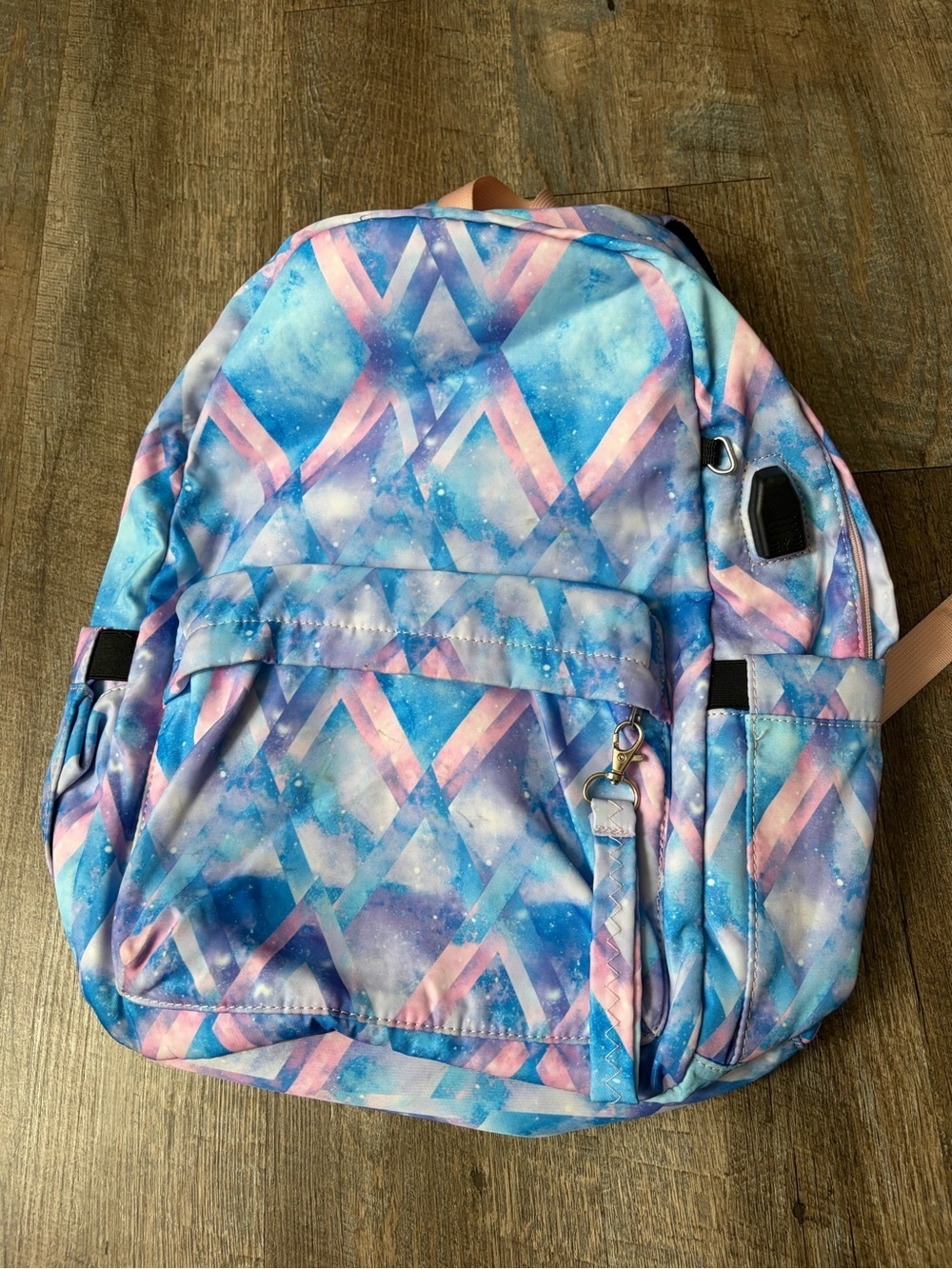 Kids Multicolor Galaxy Print Backpack - Blue & Pink
